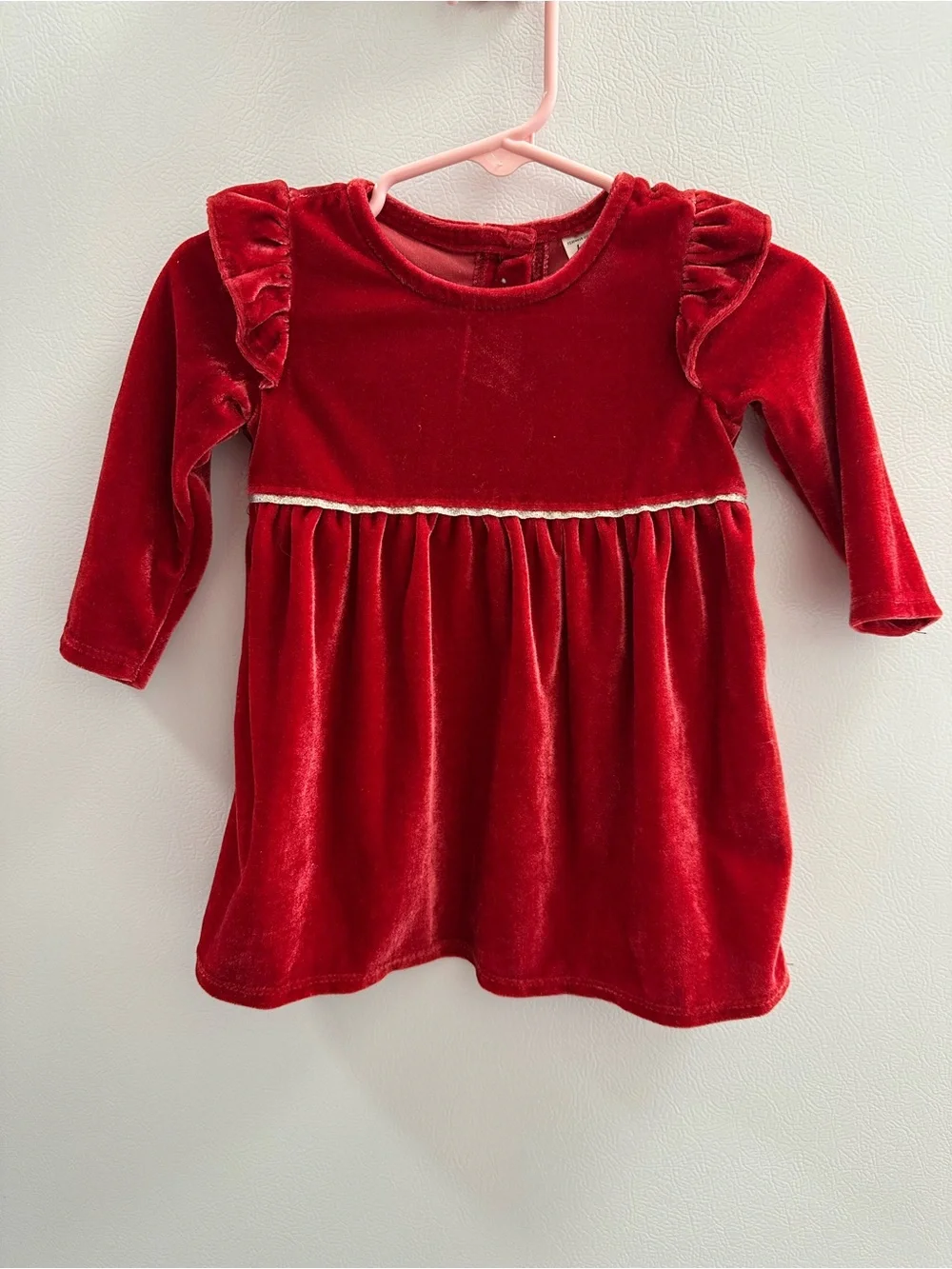 Red Velvet Long Sleeve Baby Dress